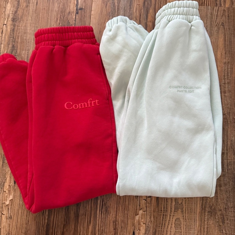 Comfrt Sweatpants Womens Small Red Mint Green Pastel Joggers Sweatpants Bundle❤️ - Picture 2 of 15